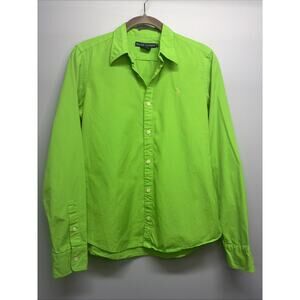 Polo Ralph Lauren Boys Green Button Down Shirt Size 8 Long Sleeve - 100% Cotton